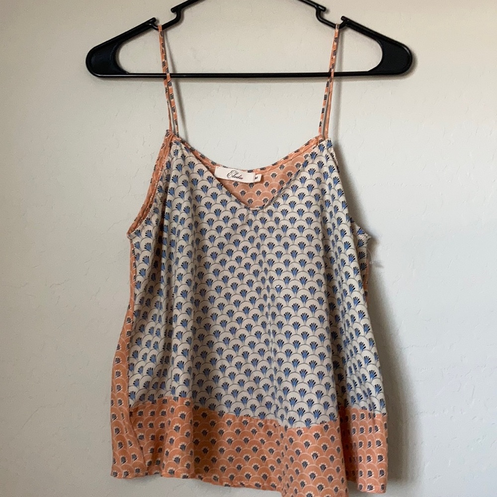 Peach colored Tank Top with patterned design